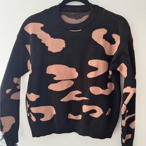 SHEIN Black and Pink Patterned Sweater
